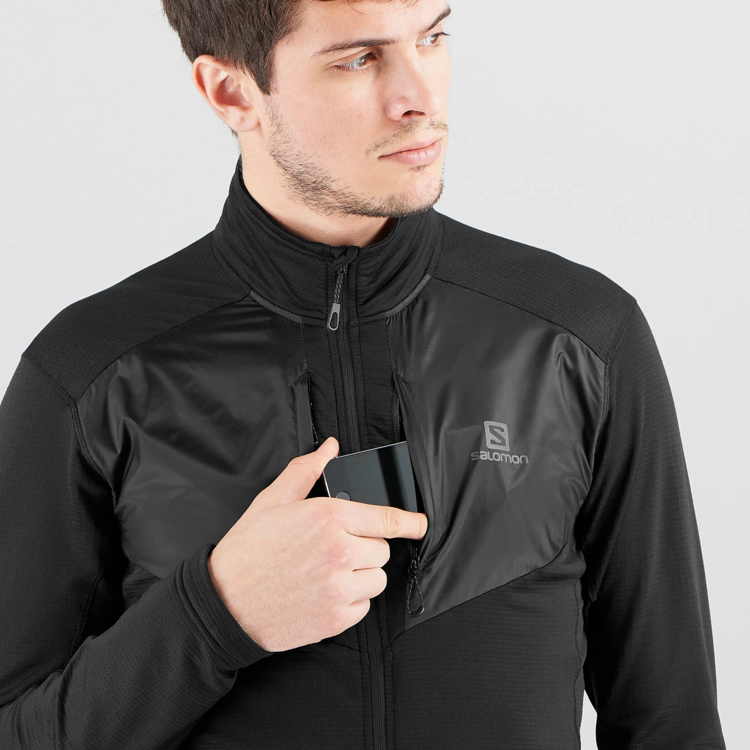 Salomon Grid Full Zip Midlayer - Men's|-|Couche Intermédiaire à Glissière Intégrale Grid - Homme - Image 5